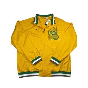 LRG Track Jacket Men's 4XL Mustard Graphic Print Pockets Long Sleeve Full Zip